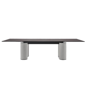 Serenissimo Rectangular Table | Black Cast Glass Top with White Encaustic Base