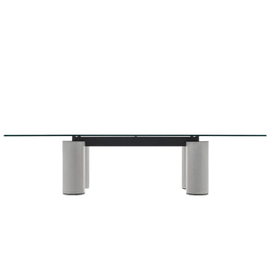 Serenissimo Rectangular Table | Extraclear Opalescent Glass Top with White Encaustic Base