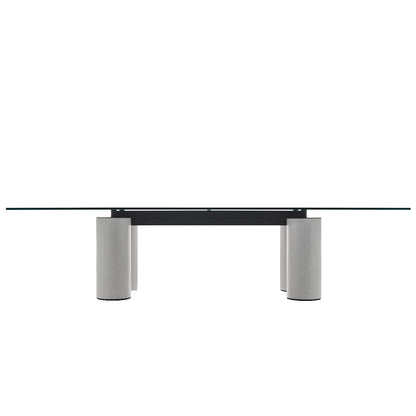 Serenissimo Rectangular Table | Extraclear Opalescent Glass Top with White Encaustic Base
