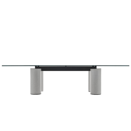 Serenissimo Rectangular Table | Extraclear Opalescent Glass Top with White Encaustic Base
