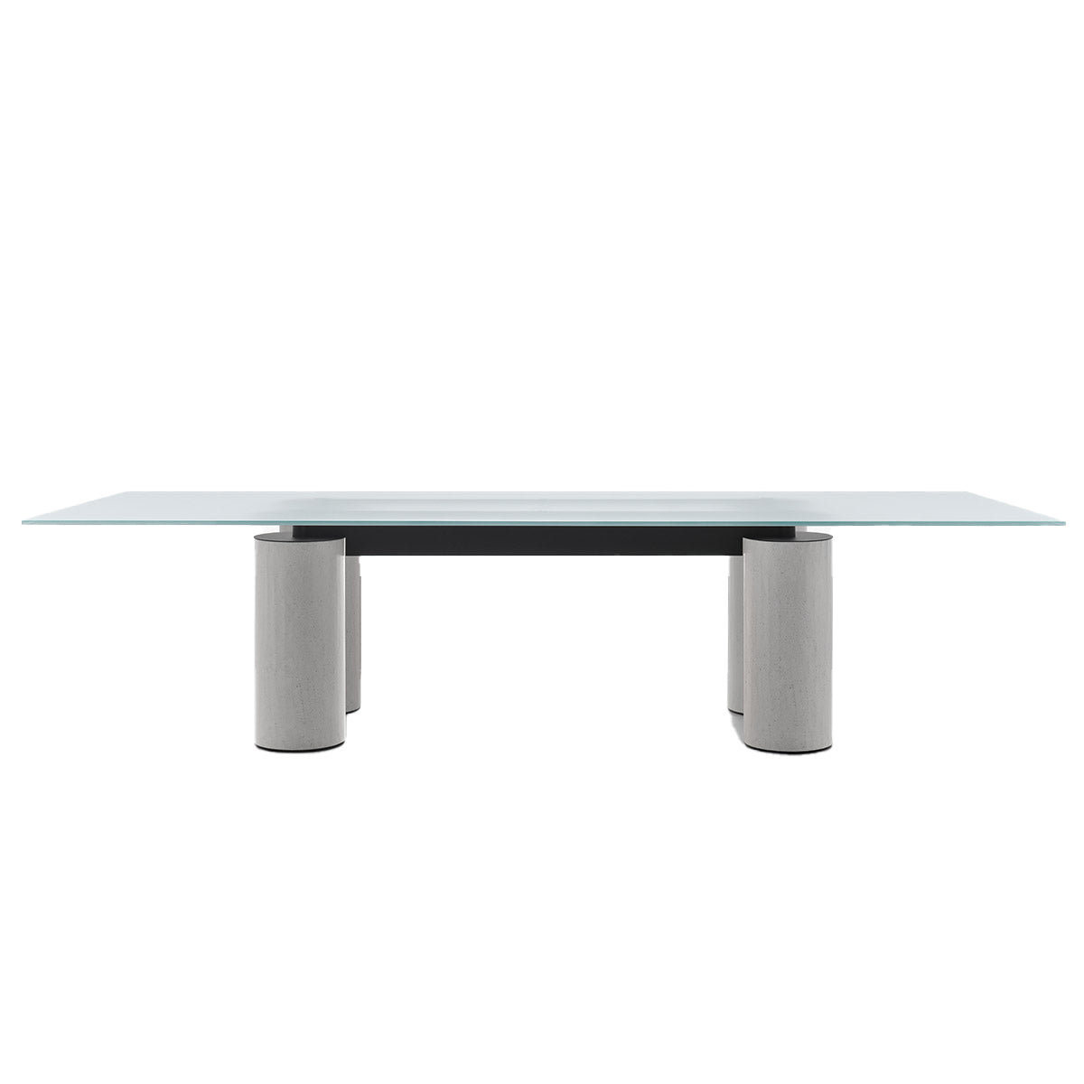Serenissimo Rectangular Table | Extraclear Opalescent Glass Top with White Encaustic Base