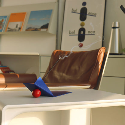 Shape of Flying Incense Holder | Blue with Red Ball