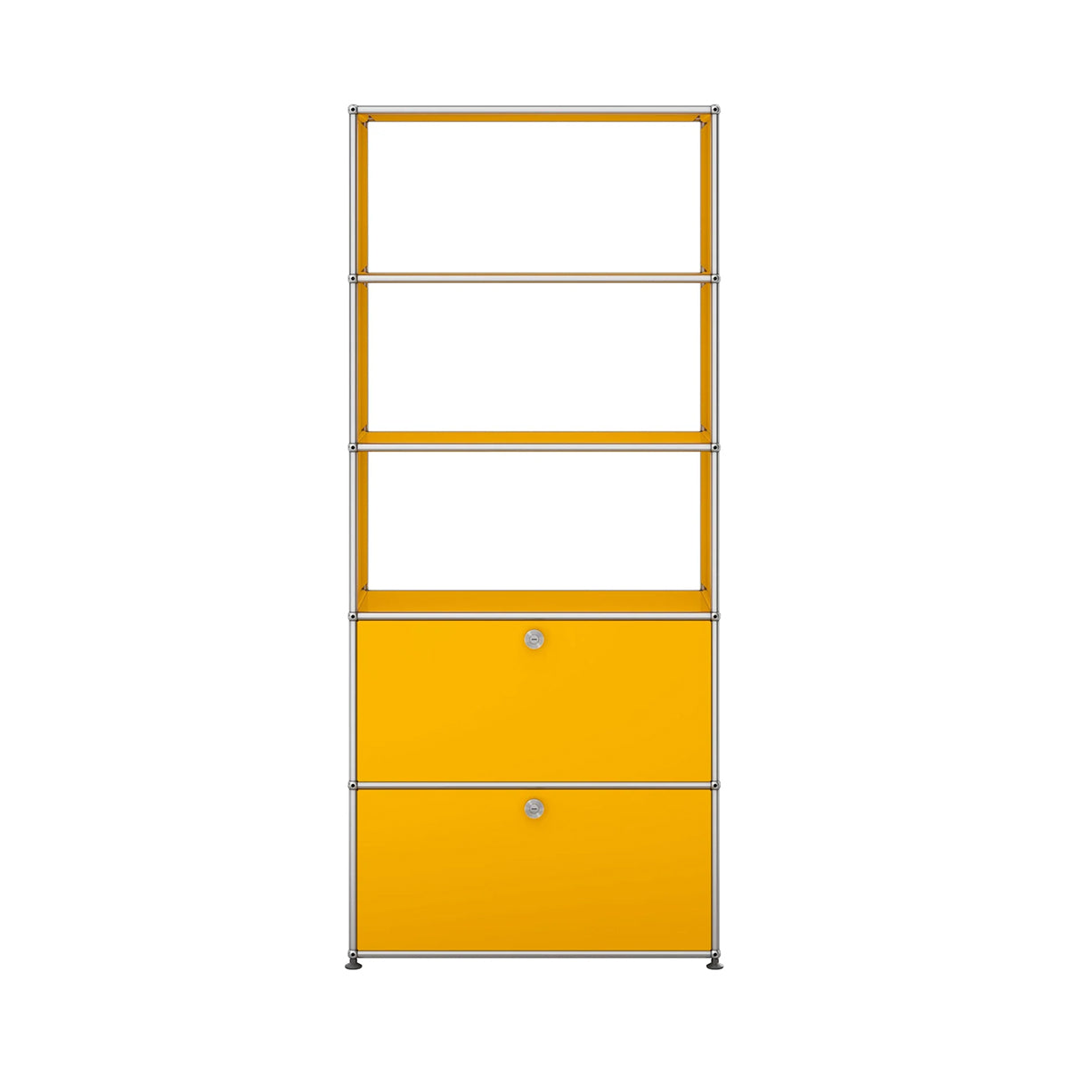 USM Shelving with Two Doors | Golden Yellow Lacquer Panels