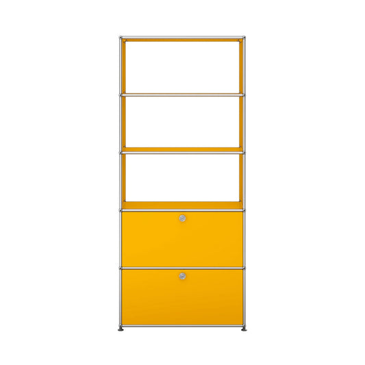 USM Shelving with Two Doors | Golden Yellow Lacquer Panels