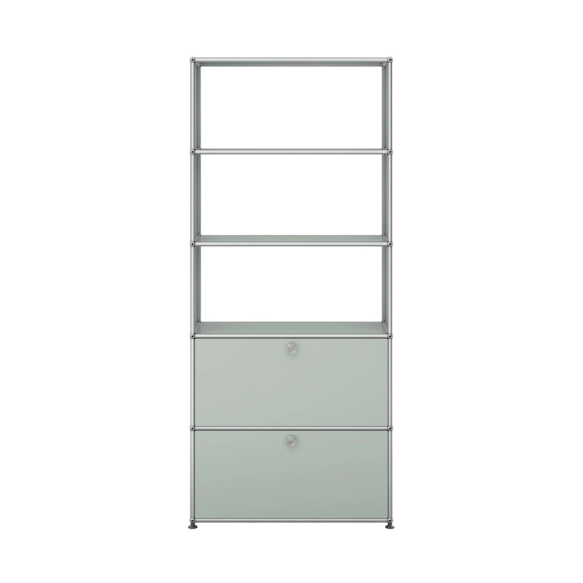 USM Shelving with Two Doors | Light Grey Lacquer Panels