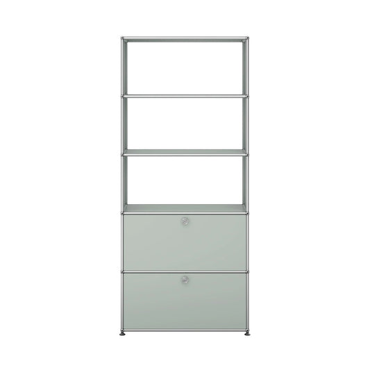 USM Shelving with Two Doors | Light Grey Lacquer Panels