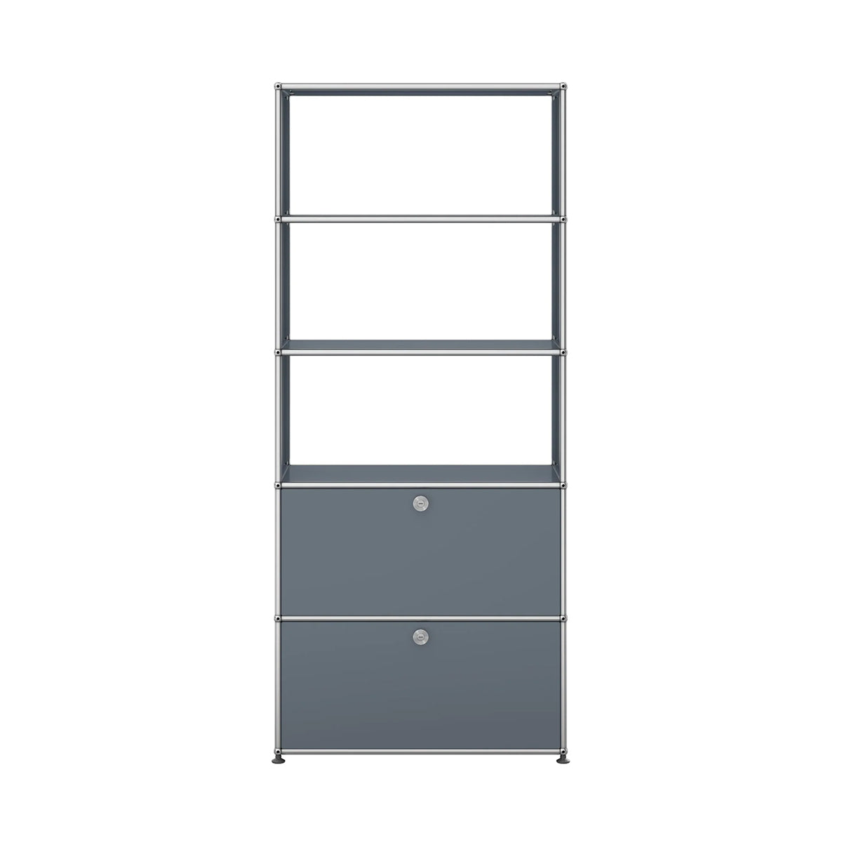USM Shelving with Two Doors | Medium Grey Lacquer Panels