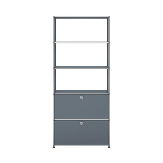 USM Shelving with Two Doors | Medium Grey Lacquer Panels