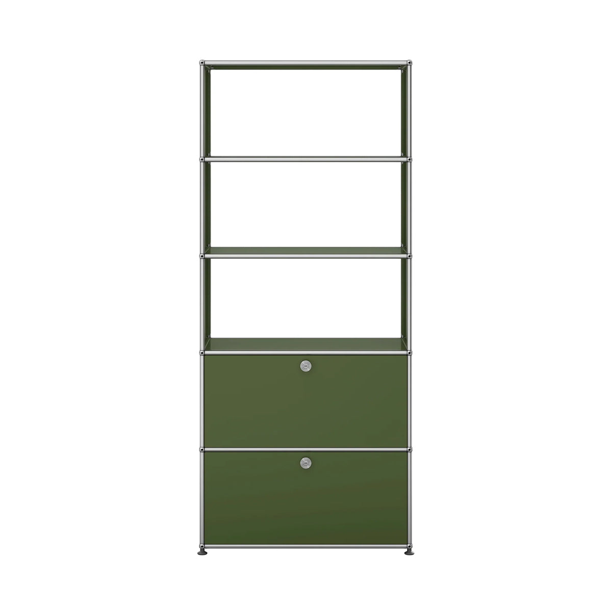 USM Shelving with Two Doors | Olive Green Lacquer Panels