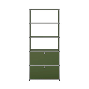 USM Shelving with Two Doors | Olive Green Lacquer Panels