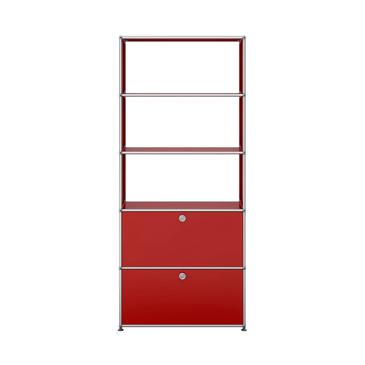 USM Shelving with Two Doors | Ruby Red Lacquer Panels