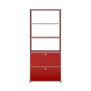 USM Shelving with Two Doors | Ruby Red Lacquer Panels