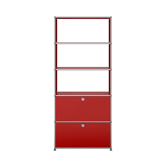 USM Shelving with Two Doors | Ruby Red Lacquer Panels
