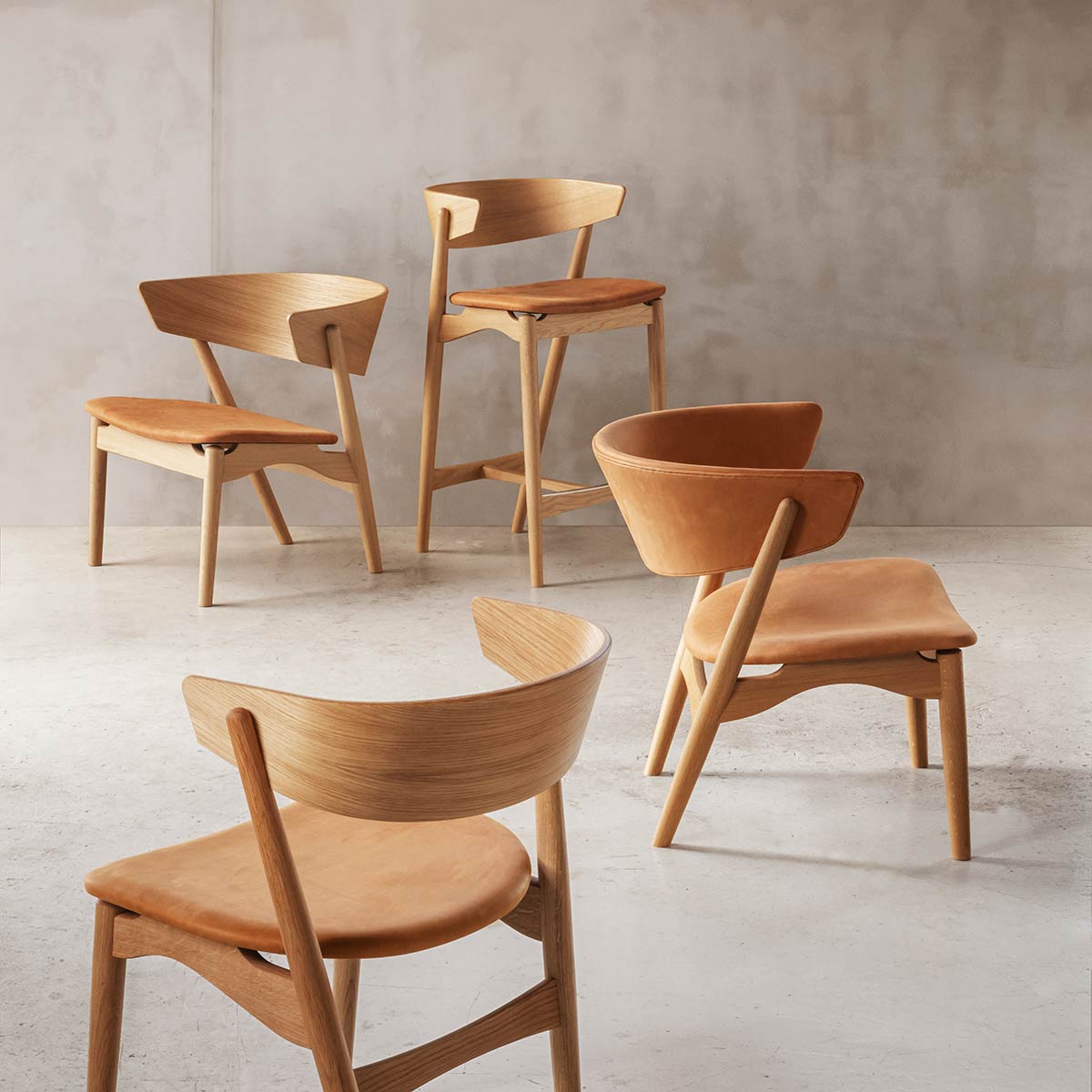 Sibast No 7 Counterstool | Cognac Dune Leather Seat