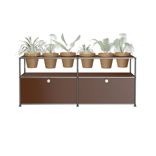 USM Sideboard with Flowerpots | Brown Lacquer Panels