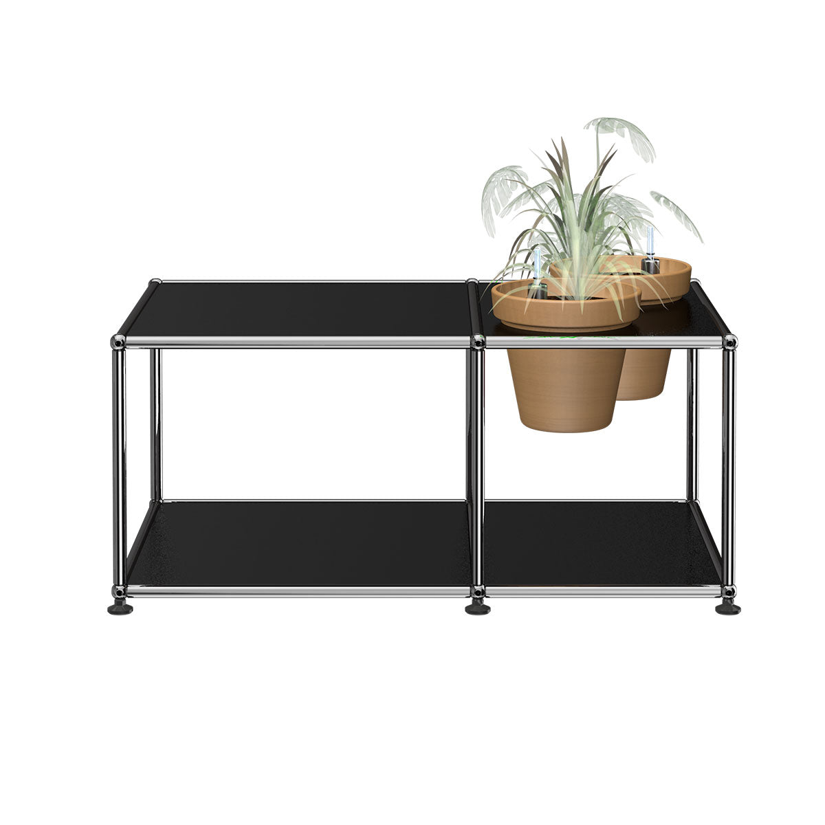 USM Side Table with Flowerpots | Graphite Black Lacquer Panels