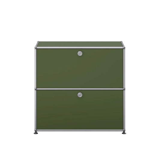 USM Small Closed Unit | Olive Green Lacquer Panels
