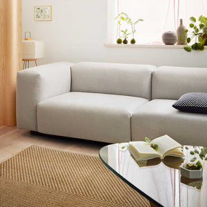 Soft 2 Seat with Ottoman | Credo 01 Cream Fabric