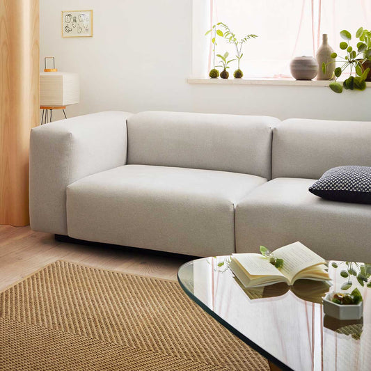 Soft 2 Seat with Ottoman | Credo 01 Cream Fabric
