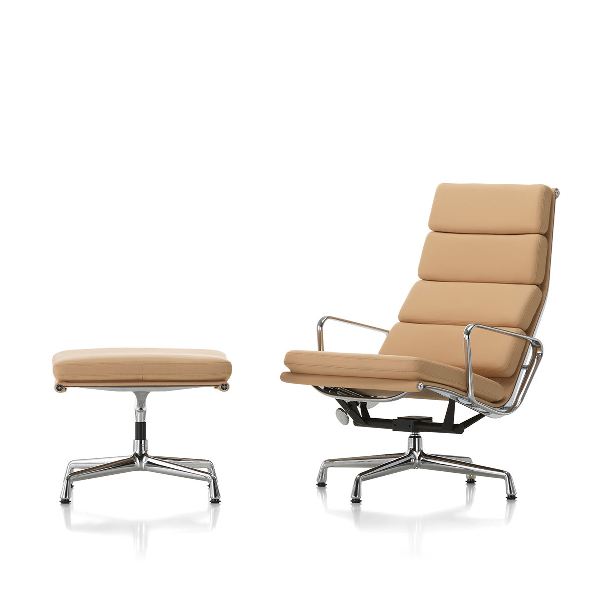 Soft Pad EA 222 Chair | Leather Sand 71 and Plano Mauve Grey 71