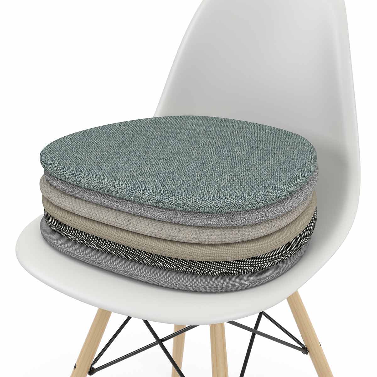 Soft Seats Outdoor Cushion | White and Steel Blue 53 Simmons Fabric