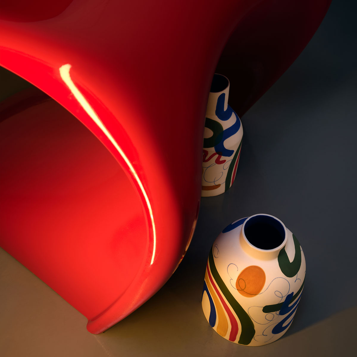 Tall Brushstroke Vase | Multicoloured Porcelain