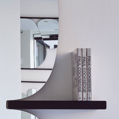 Morphed Mirror with 1 Shelf | Black Solid Ash Shelf
