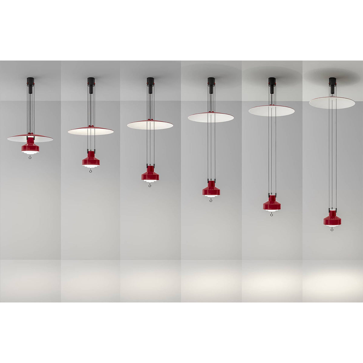 Saliscendi Rise and Fall Pendant | Glossy Red Metal