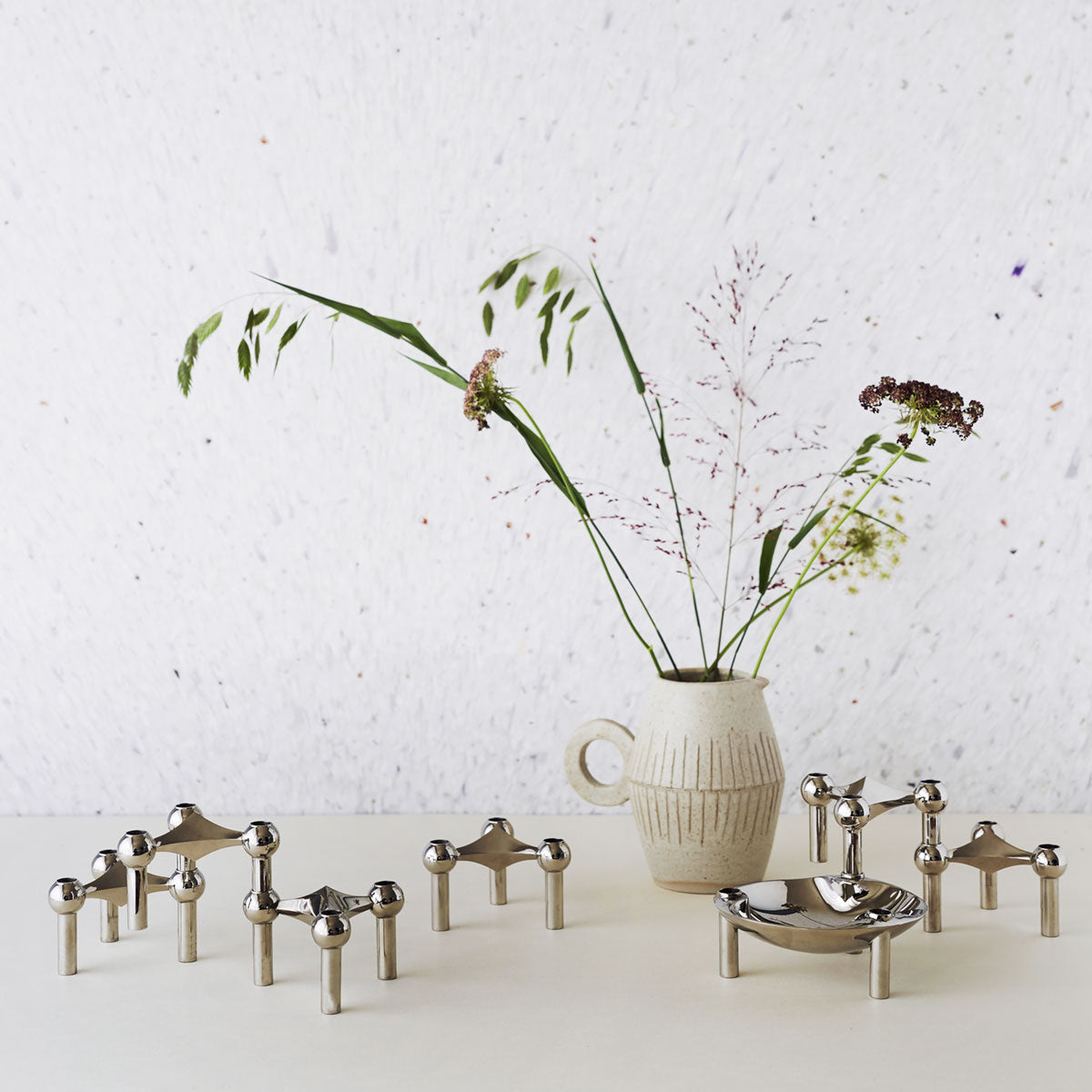 Stoff Nagel Candle Holder Single | Polished Chrome