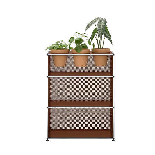 USM Storage with Flowerpots | Brown Lacquer Panels