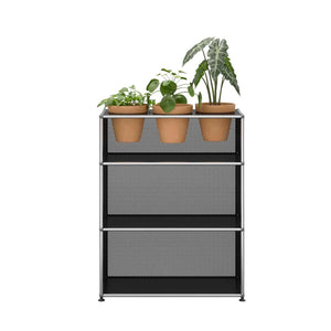 USM Storage with Flowerpots | Graphite Black Lacquer Panels