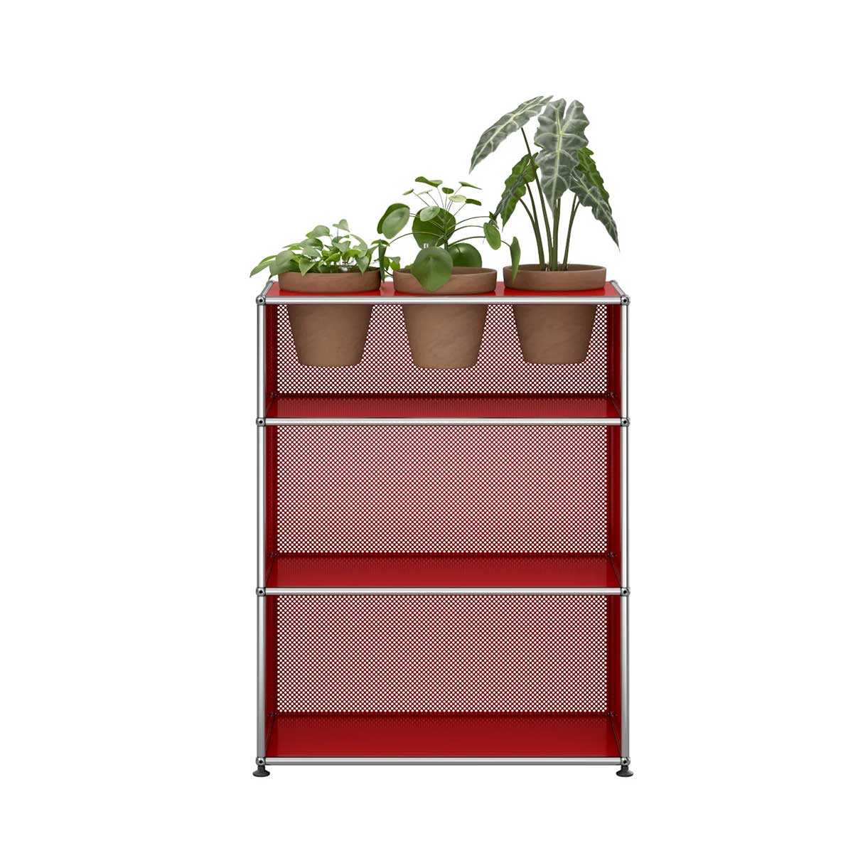 USM Storage with Flowerpots | Ruby Red Lacquer Panels