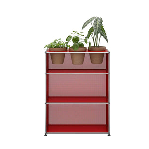 USM Storage with Flowerpots | Ruby Red Lacquer Panels