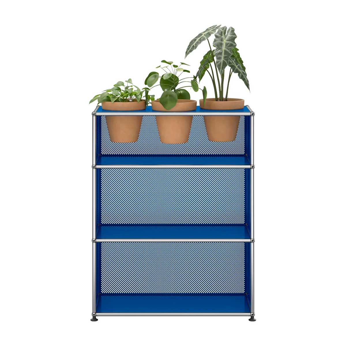 USM Storage with Flowerpots | Gentian Blue Lacquer Panels