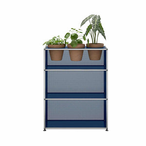 USM Storage with Flowerpots | Steel Blue Lacquer Panels
