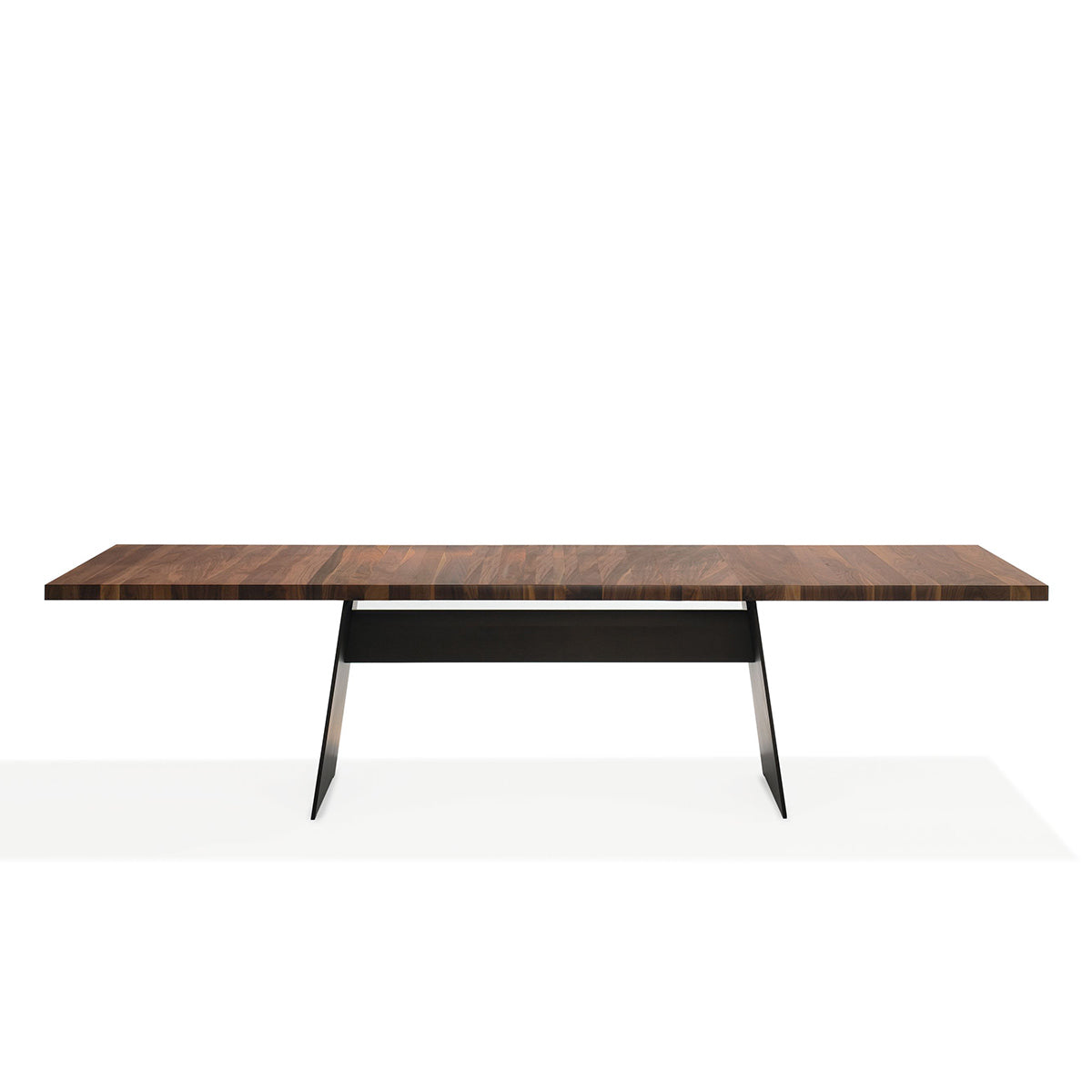 Tadeo Extending Table Metal Base | Nutwood with Sapwood Inserts