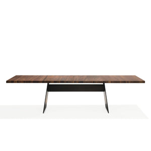 Tadeo Extending Table Metal Base | Nutwood with Sapwood Inserts