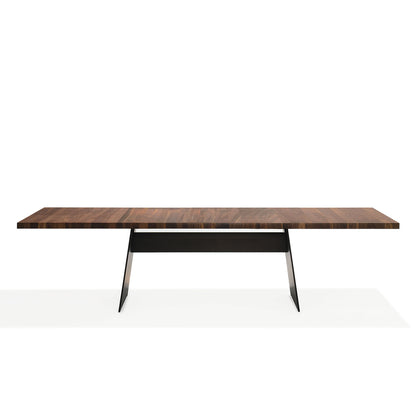 Tadeo Extending Table Metal Base | Nutwood with Sapwood Inserts