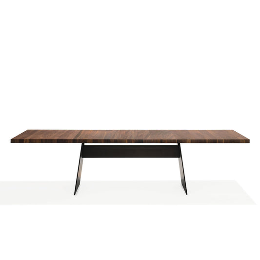 Tadeo Extending Table Metal Base | Nutwood with Sapwood Inserts