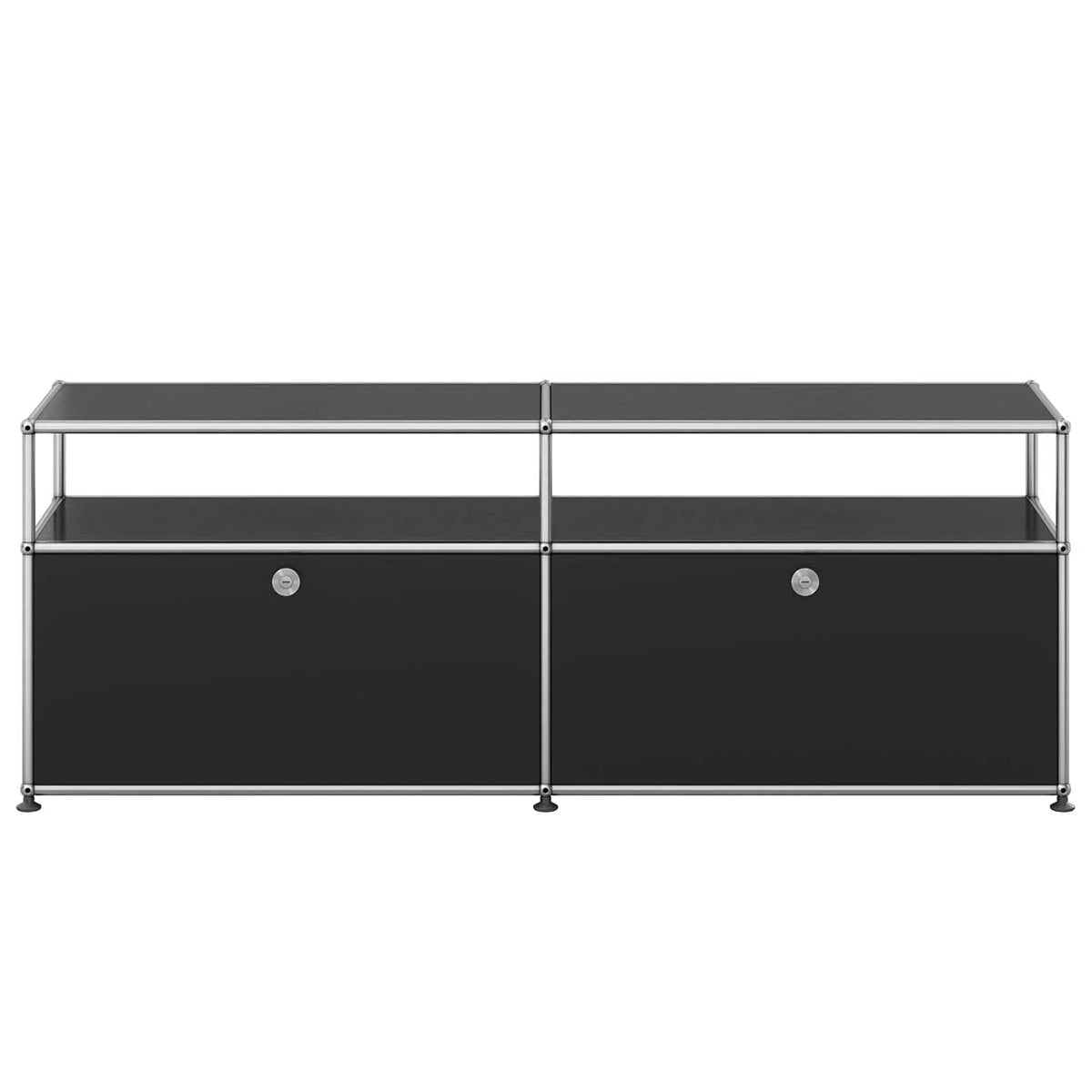 USM Tall Media Unit | Graphite Black Lacquer Panels