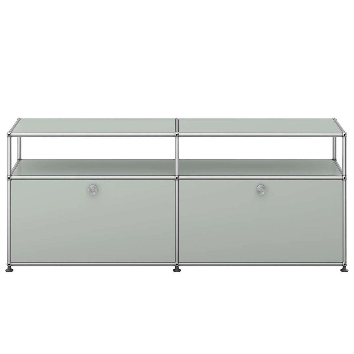 USM Tall Media Unit | Light Grey Lacquer Panels