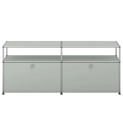 USM Tall Media Unit | Light Grey Lacquer Panels