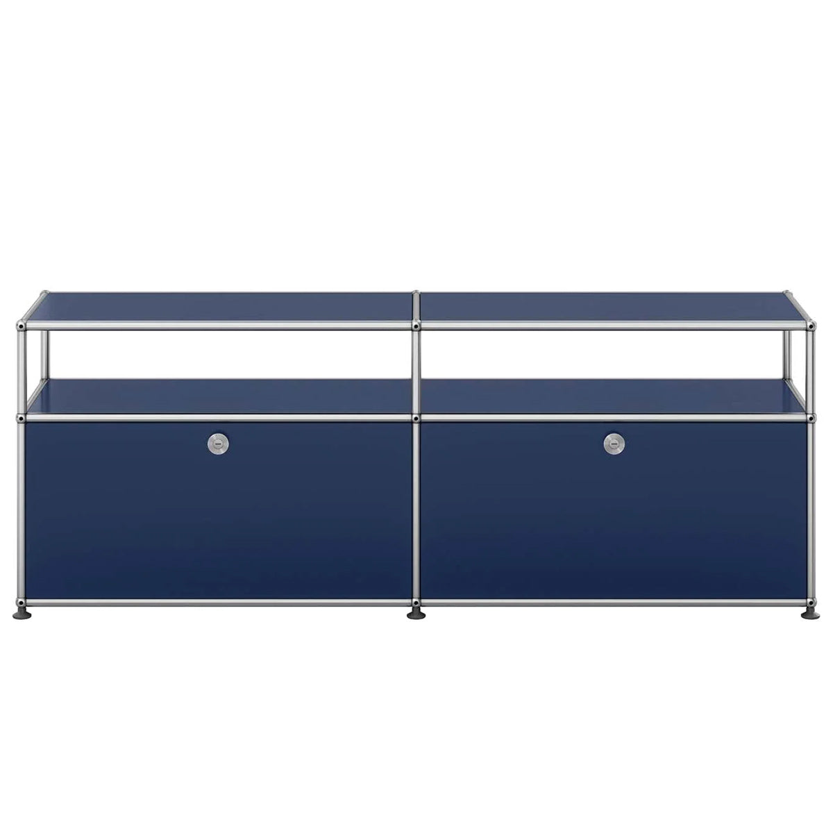 USM Tall Media Unit | Steel Blue Lacquer Panels