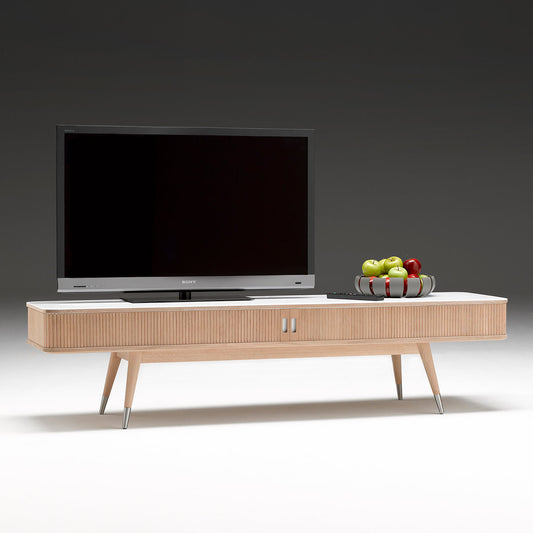 Tambour TV Unit | White Oiled Oak