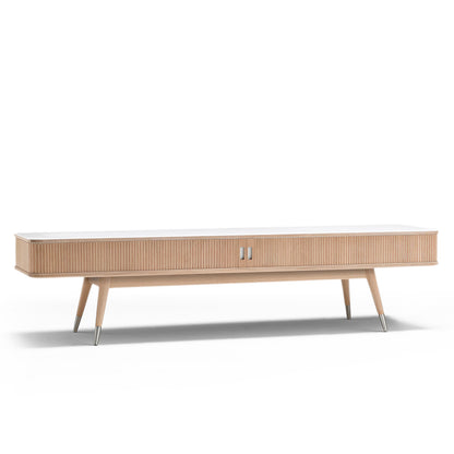 Tambour TV Unit | White Oiled Oak