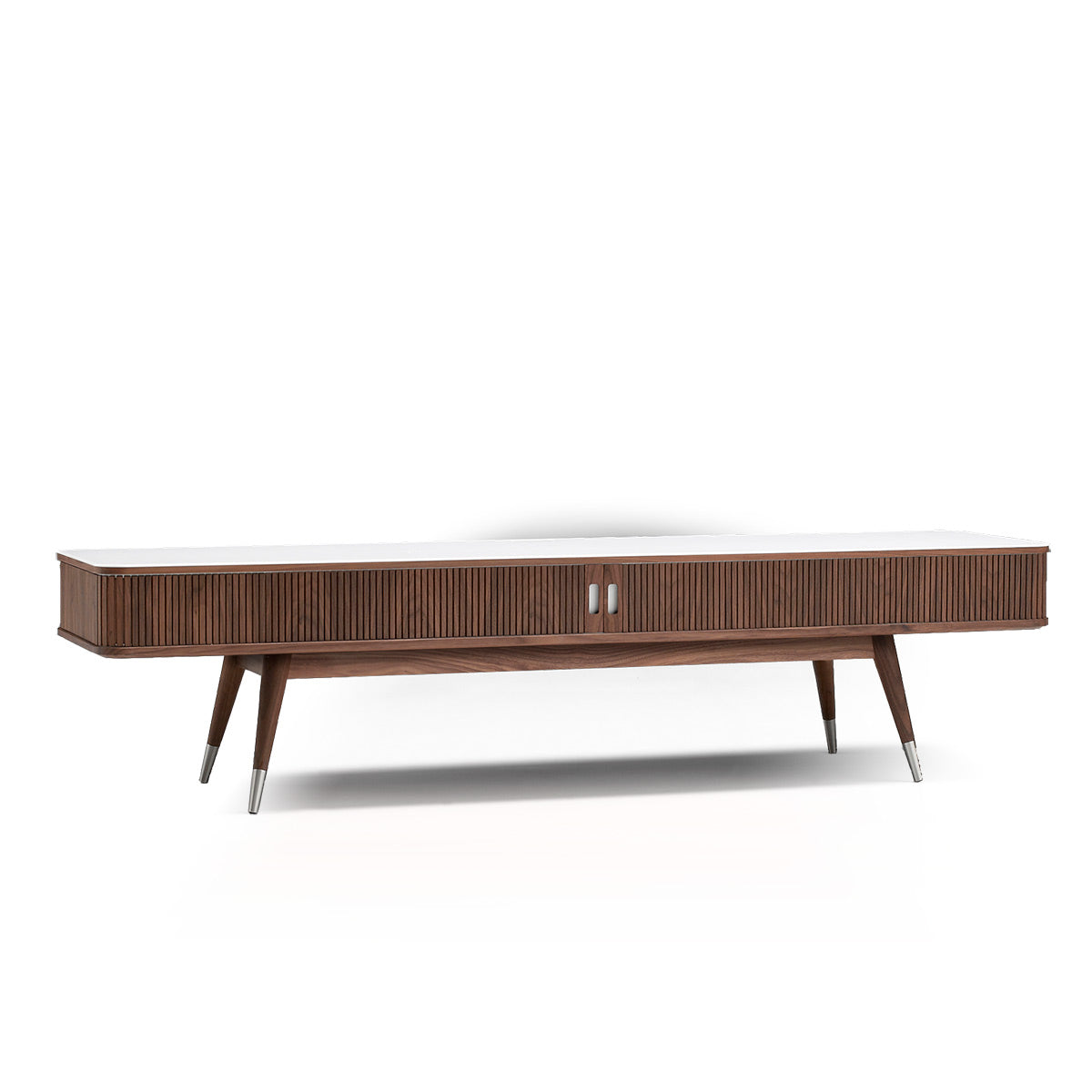 Tambour TV Unit | Oiled Walnut