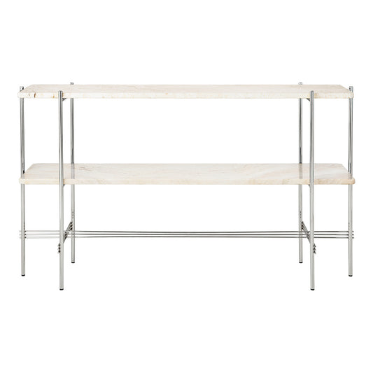 TS Console 2 Shelf | White Travertine Shelves