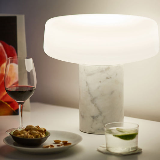 Solid Table Lamp | Carrara Grey Marble
