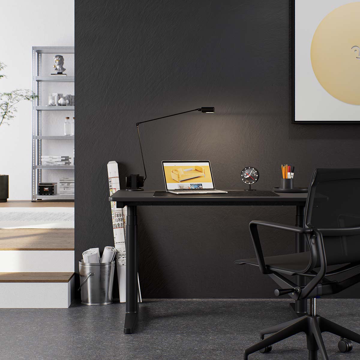 Tyde 2 Home Desk | HPL Basic Dark Top