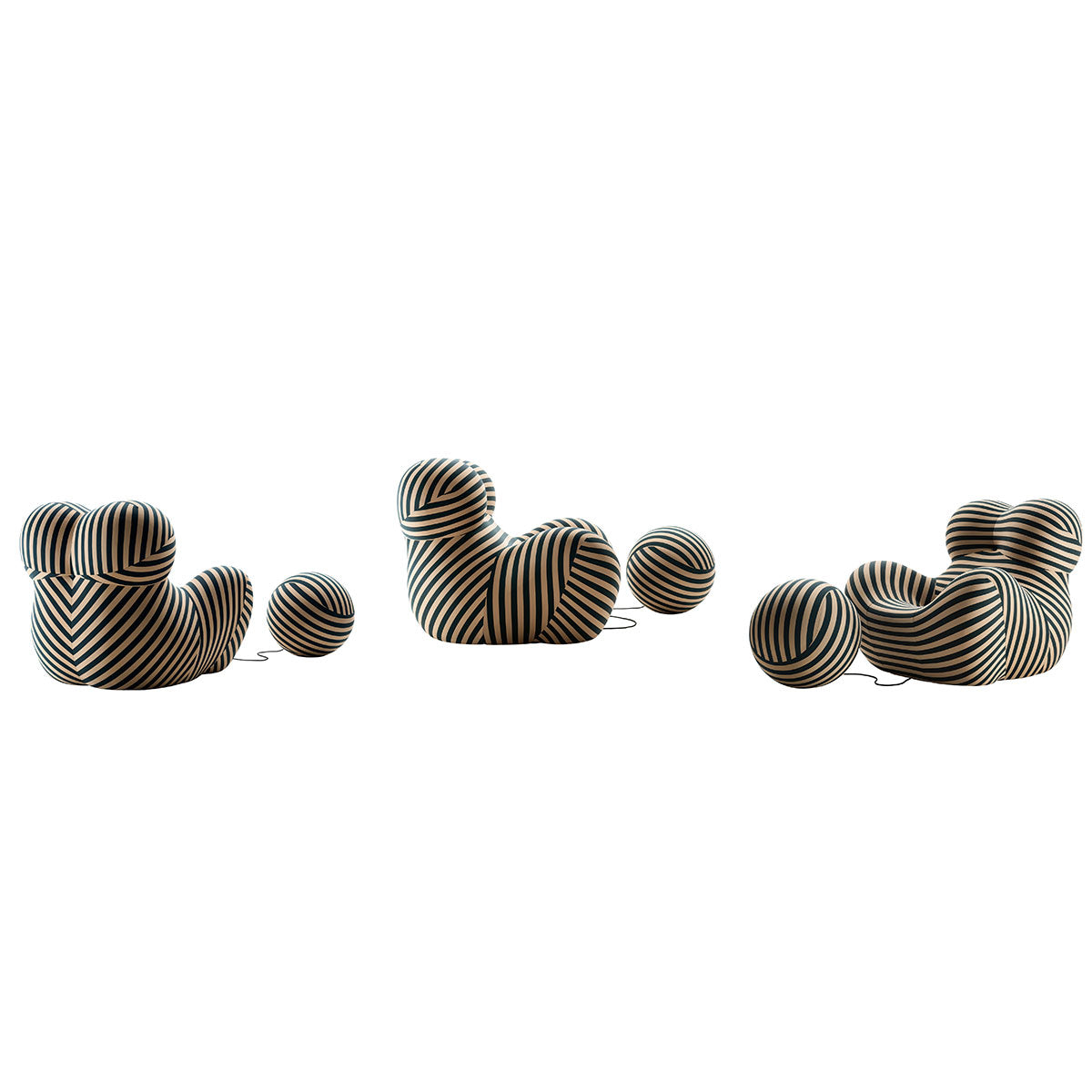 Up 50 Lounge Chair | Beige Teal Striped Soara Upholstery